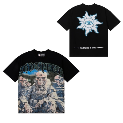 Godspeed Skull Marine Corps Print T-Shirt #7052 Black/White 02