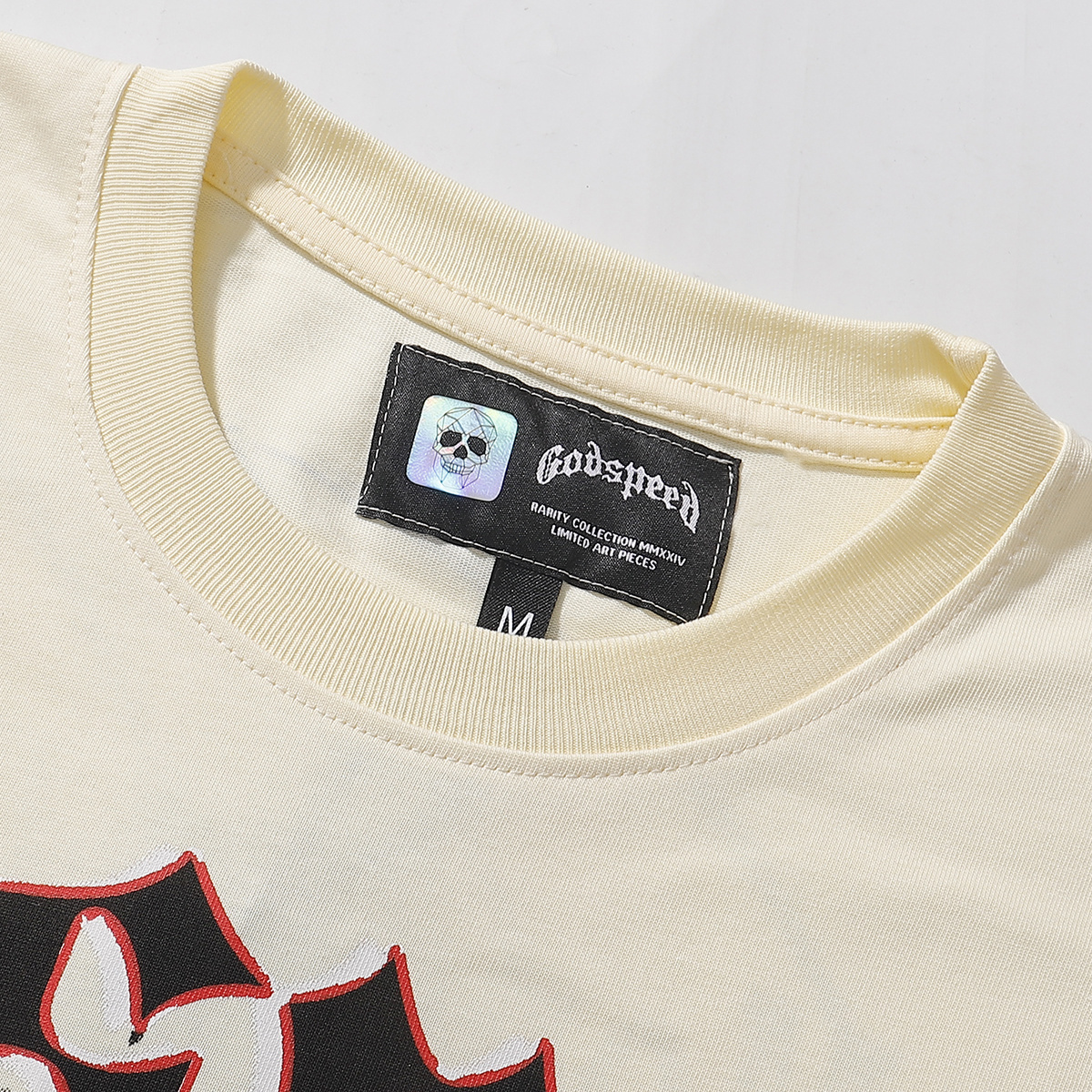 Godspeed Skull Print T-Shirt #7037 Black/Apricot/Red