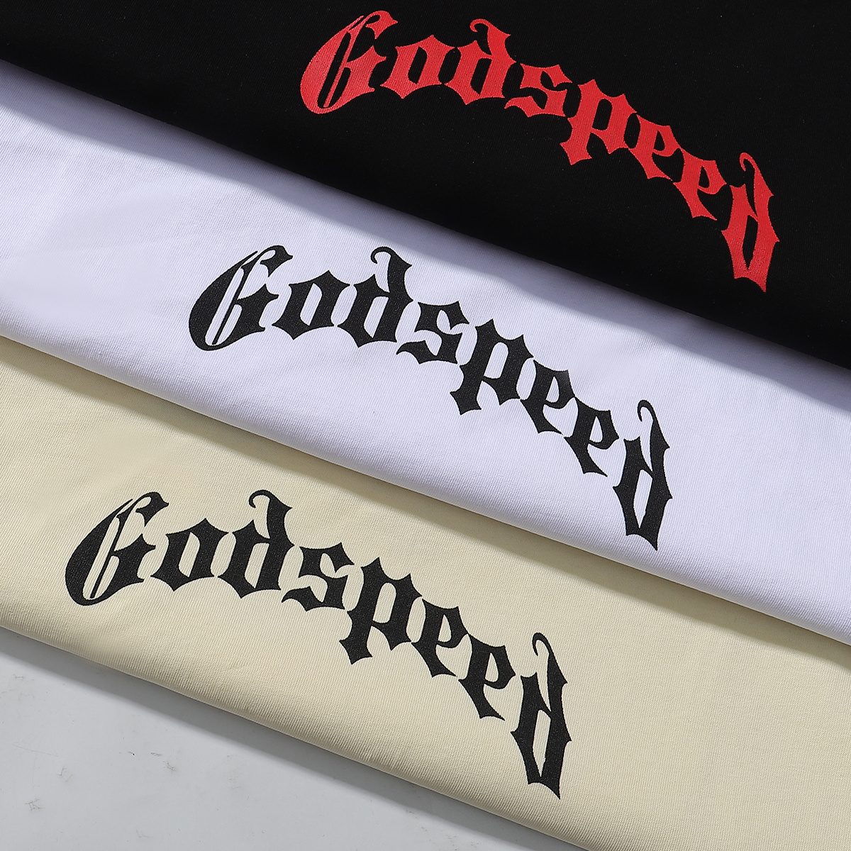 Godspeed Skull Rose Clock Print T-Shirt #7022 Black/Apricot/White