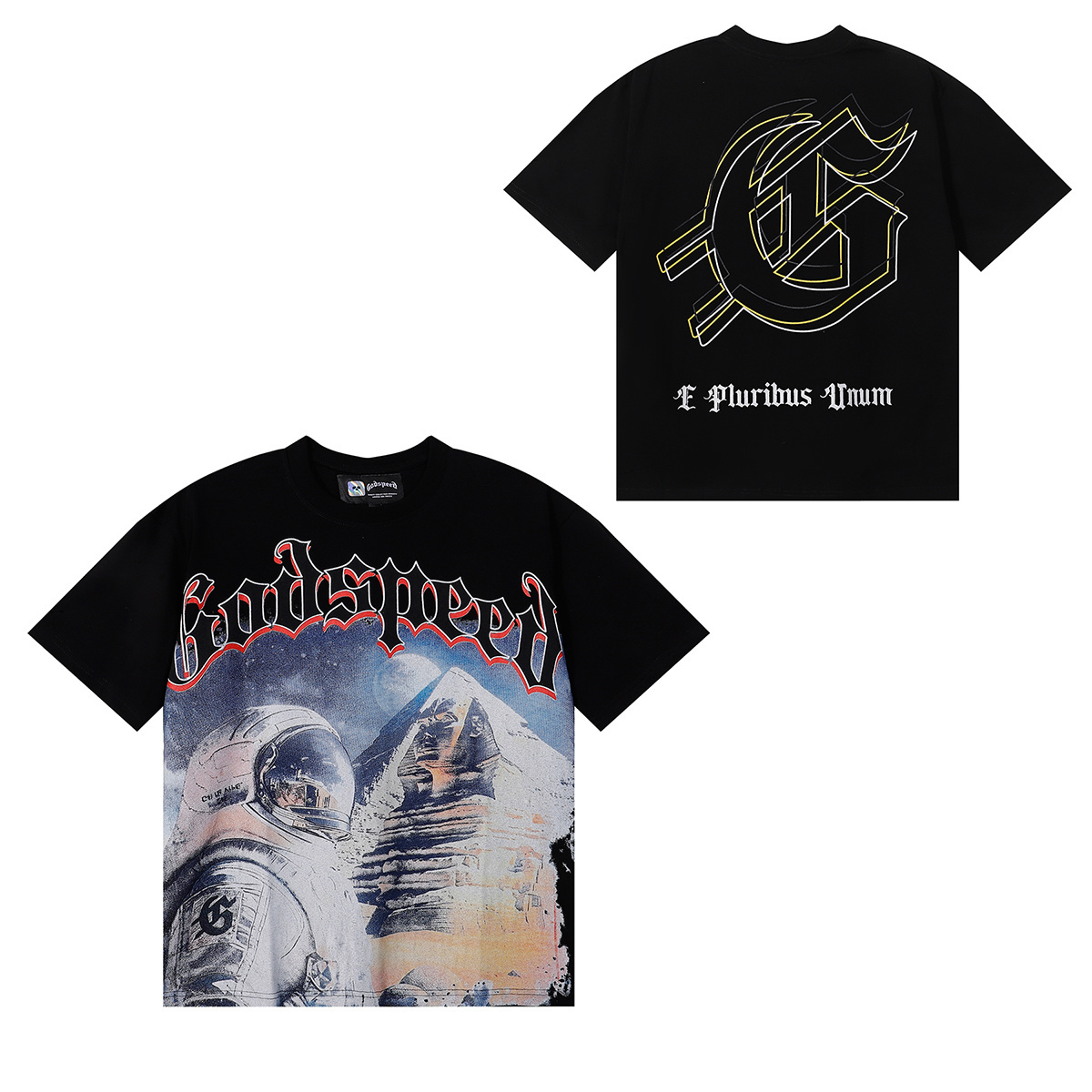 Godspeed Spacesuit Pyramid Print T-Shirt #7053 Black/Blue