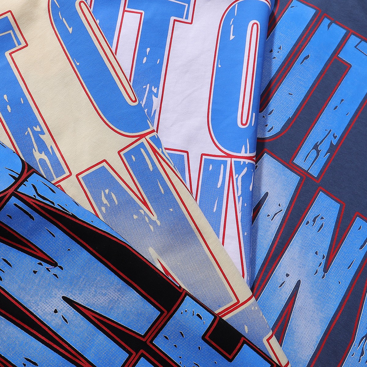 Godspeed Speech Skull Print T-Shirt #7028 Blue/Apricot/Black/White