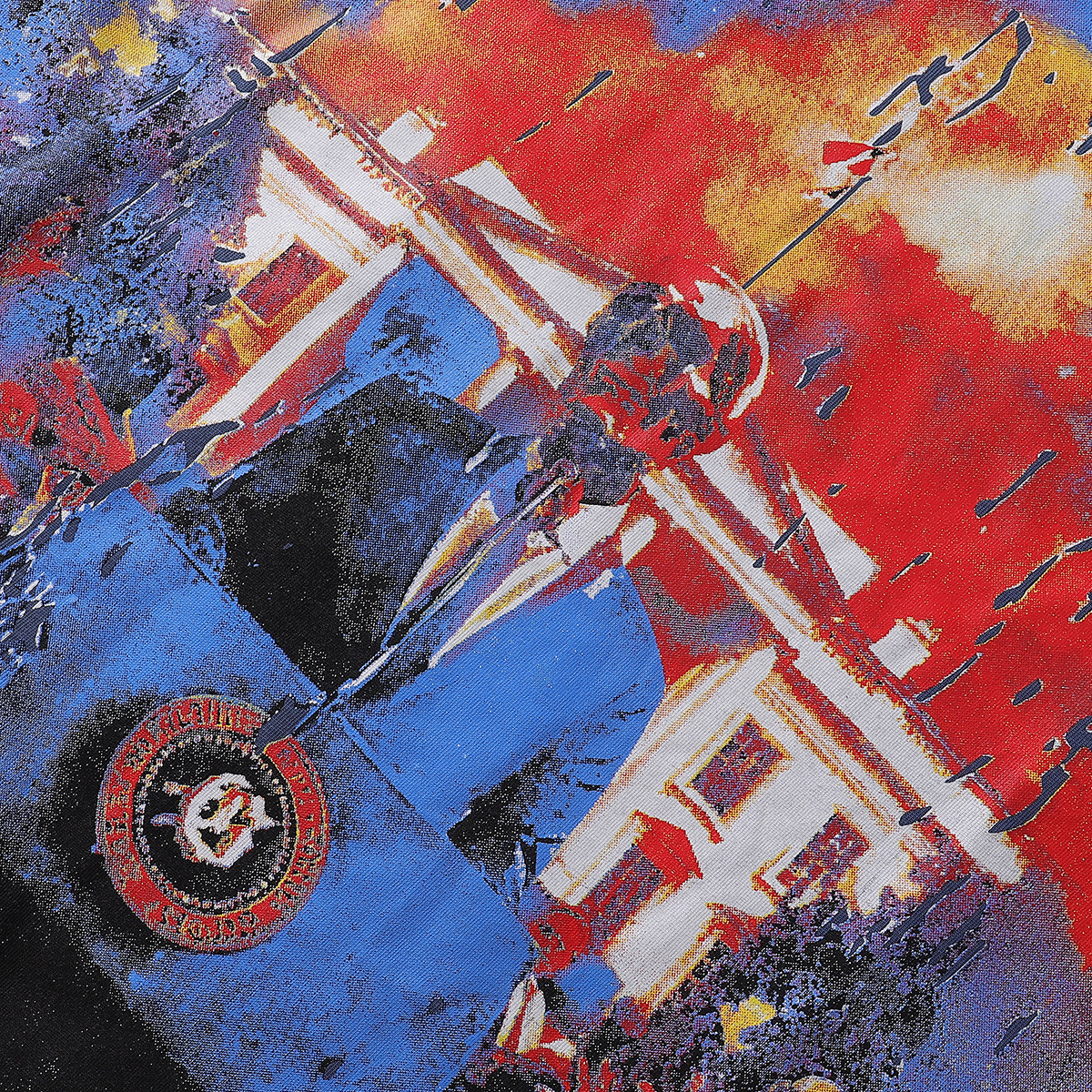 Godspeed Speech Skull Print T-Shirt #7028 Blue/Apricot/Black/White