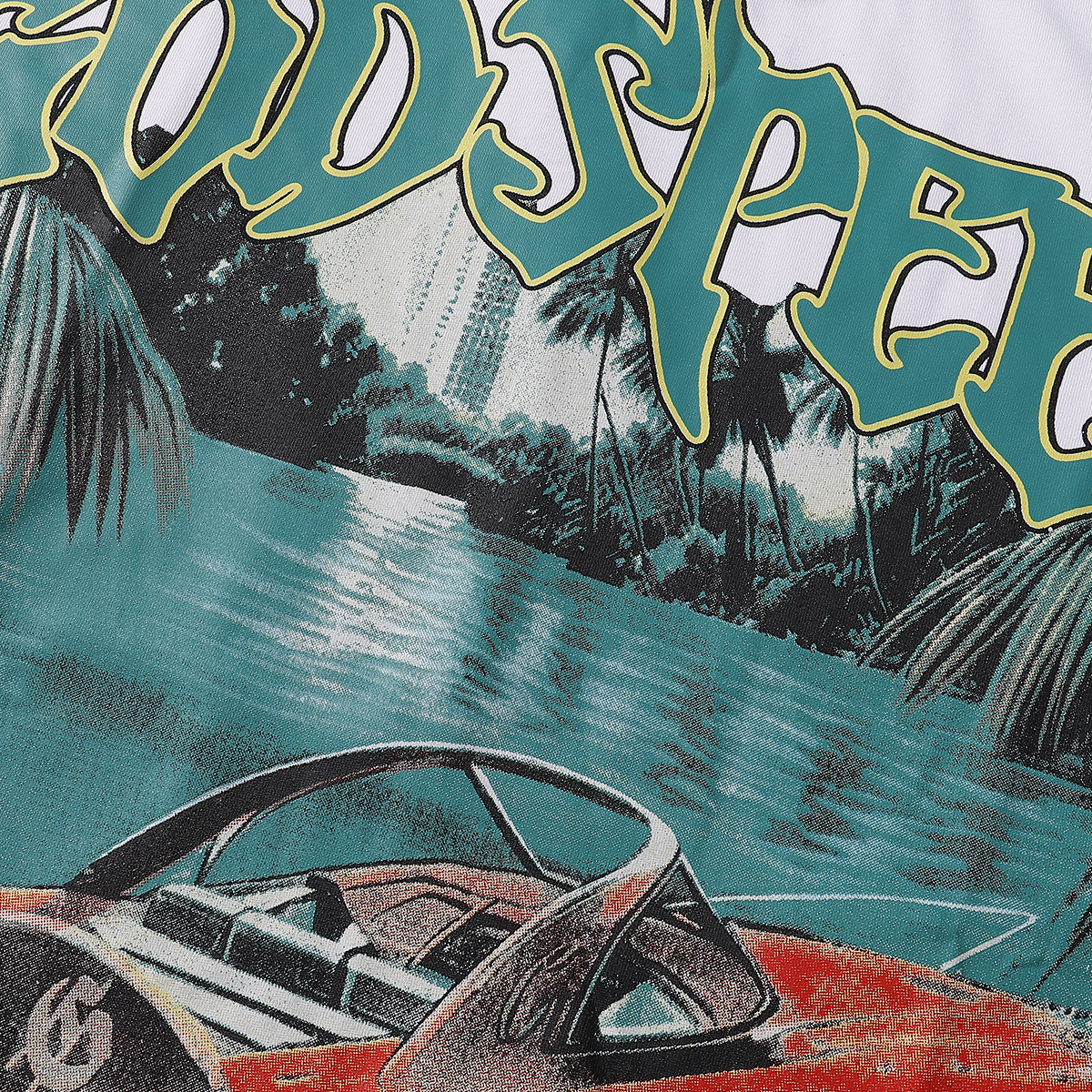 Godspeed Speedboat Shark Print T-shirt #7051 Black/White