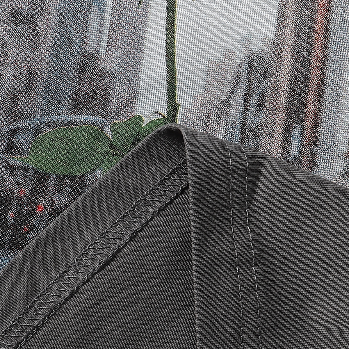 Godspeed Street Scene Rose Print T-Shirt #7019 Black/Grey