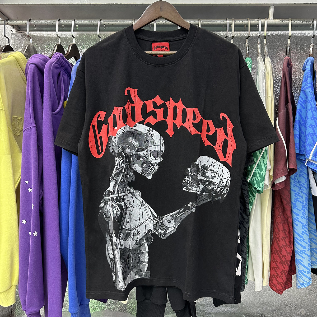 Godspeed Tech Gaze Skull Print T-Shirt #7038 Black/White