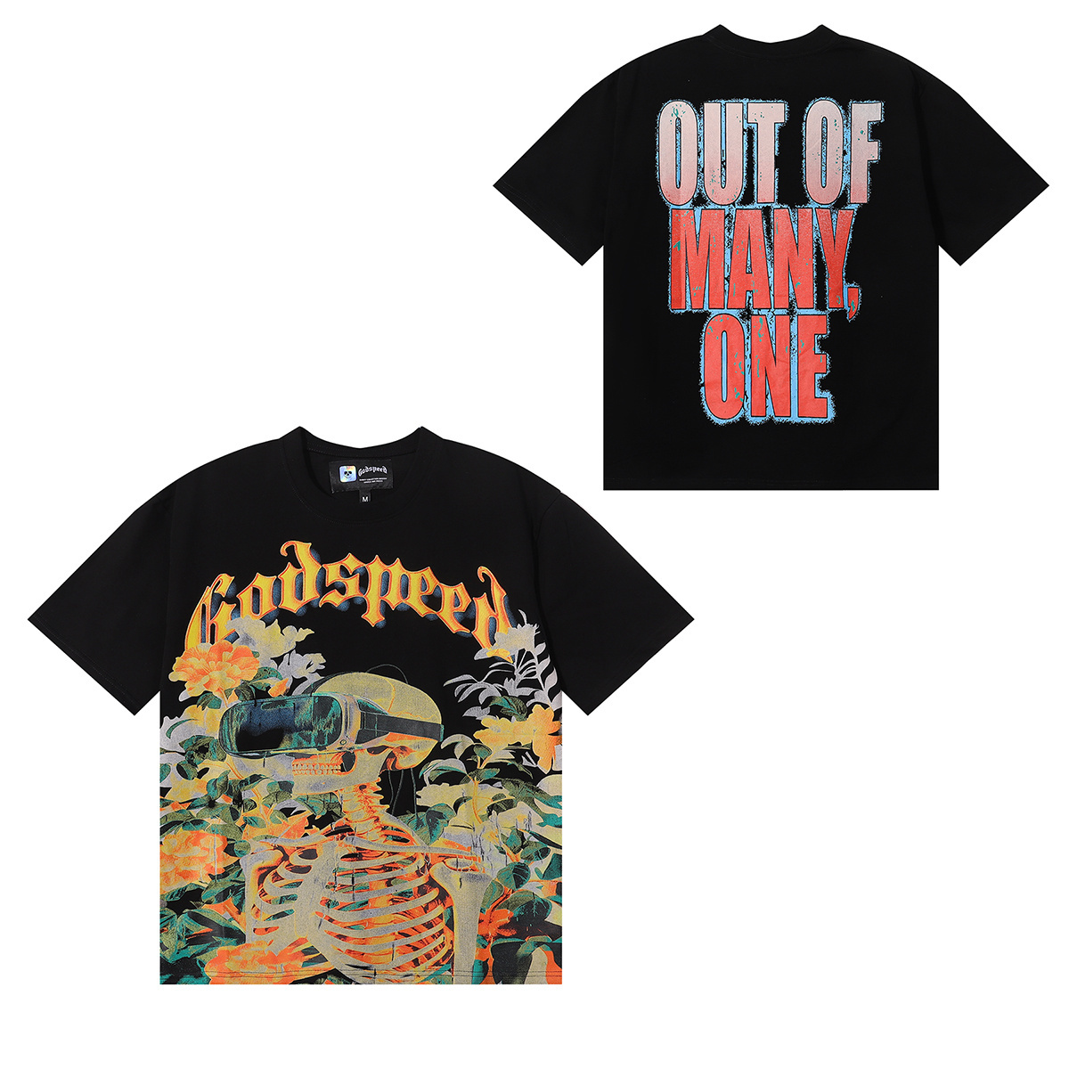 Godspeed VR Glasses Skull Print T-Shirt #7029 Black/White