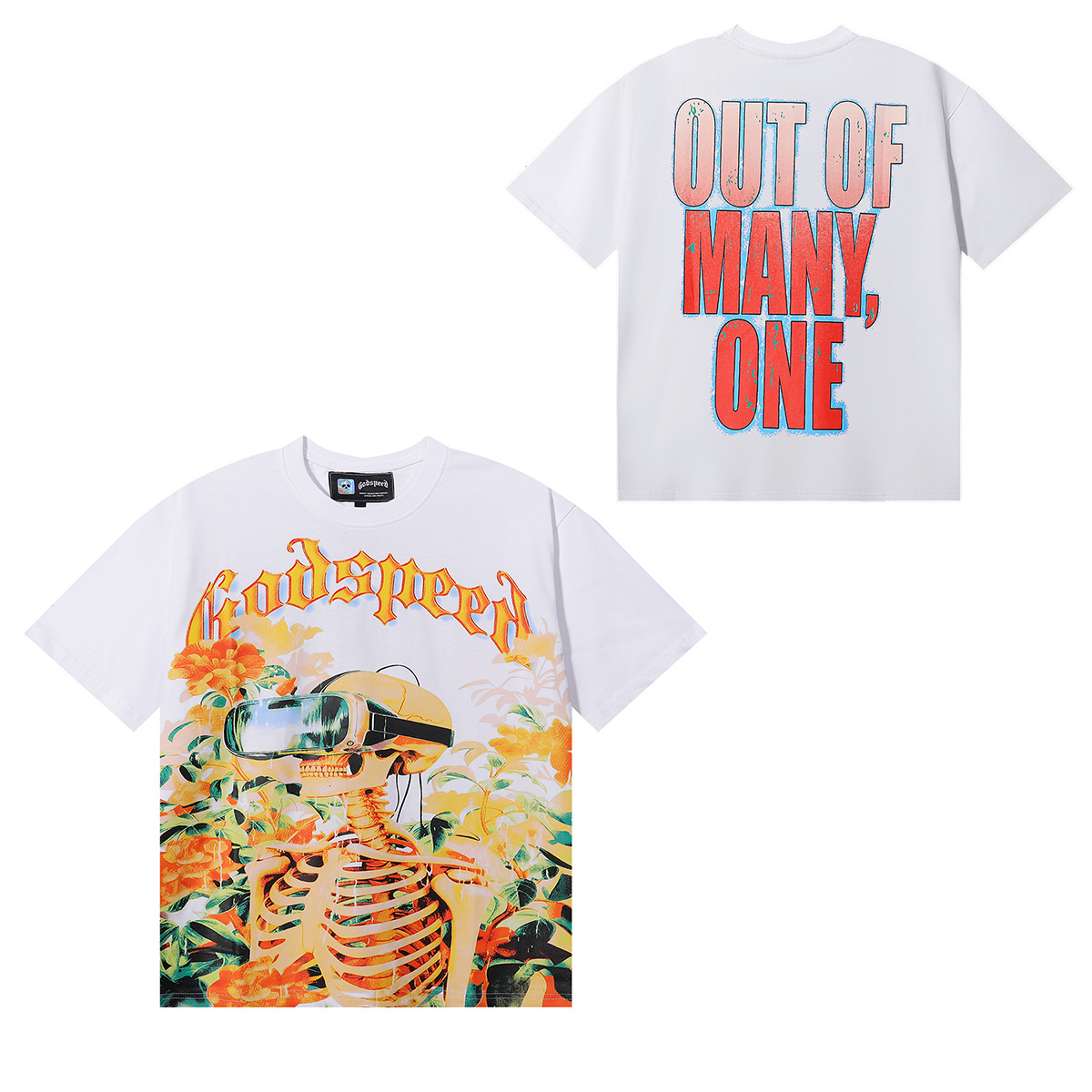 Godspeed VR Glasses Skull Print T-Shirt #7029 Black/White