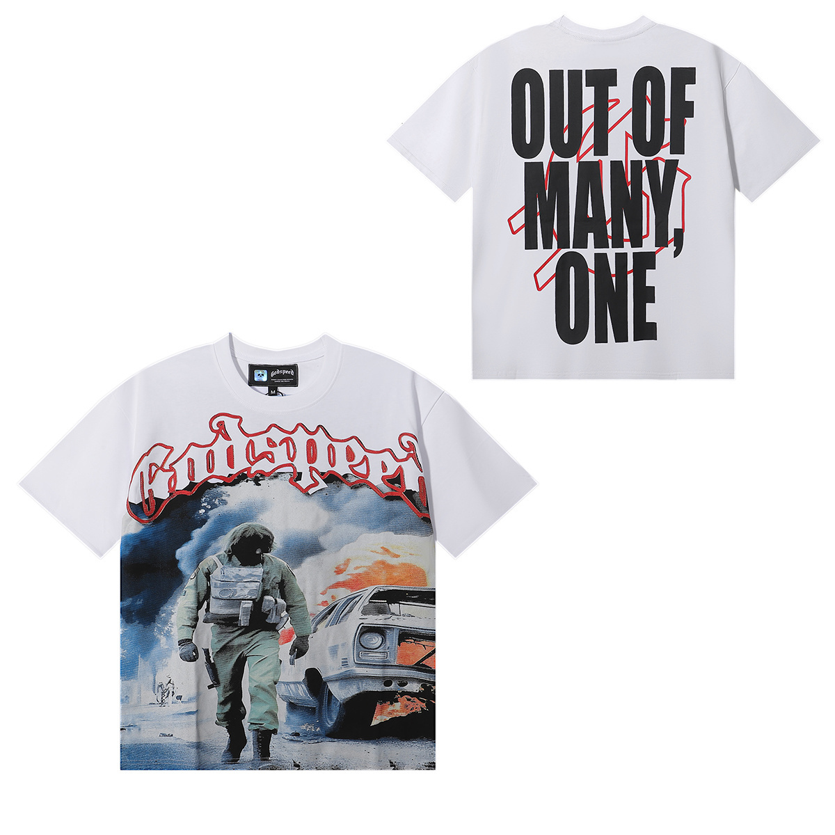 Godspeed War-Fire Car Print T-Shirt #7010 Black/White