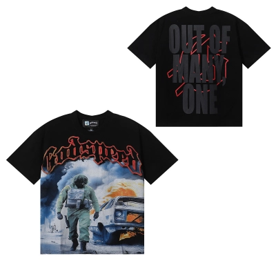 Godspeed War-Fire Car Print T-Shirt #7010 Black/White 02