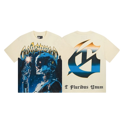 Godspeed Robot Fingertip Print Cotton T-Shirt #3126 Apricot 02