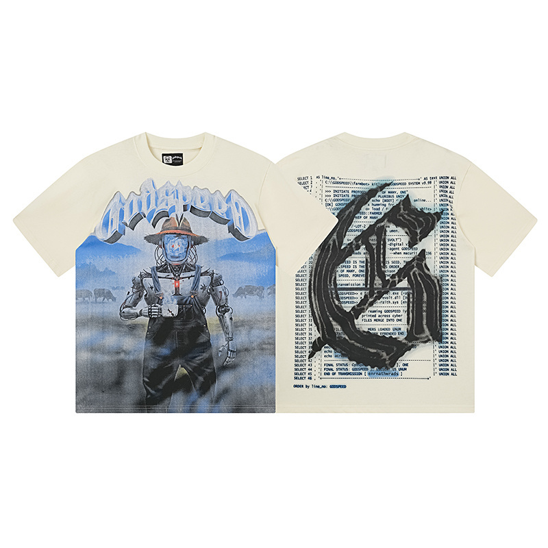 copy of Godspeed Skull Robot Scarecrow Print T-shirt #1178 Black