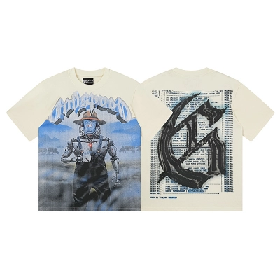 copy of Godspeed Skull Robot Scarecrow Print T-shirt #1178 Black 02