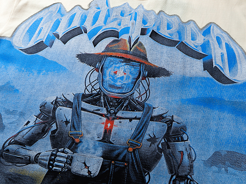 copy of Godspeed Skull Robot Scarecrow Print T-shirt #1178 Black