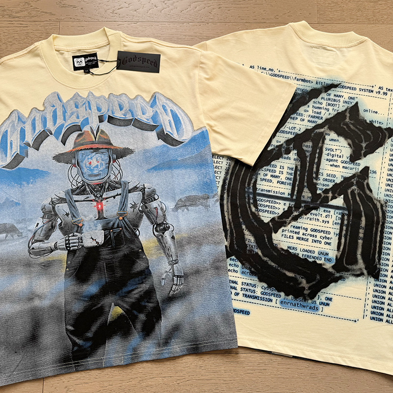 copy of Godspeed Skull Robot Scarecrow Print T-shirt #1178 Black