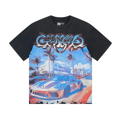Godspeed Beach Racing Print T-Shirt #1113 Black 01