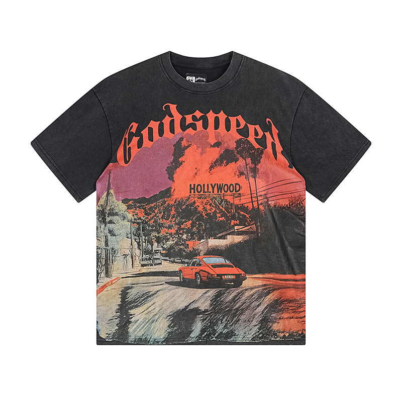 Godspeed Hollywood Print Cotton T-Shirt #1163 Black