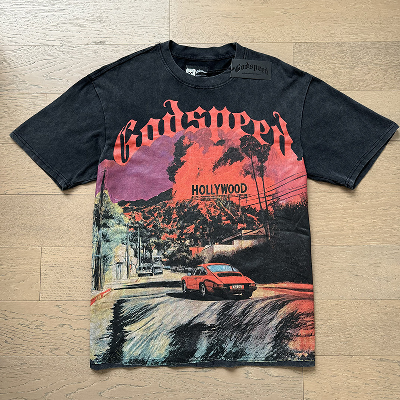 Godspeed Hollywood Print Cotton T-Shirt #1163 Black
