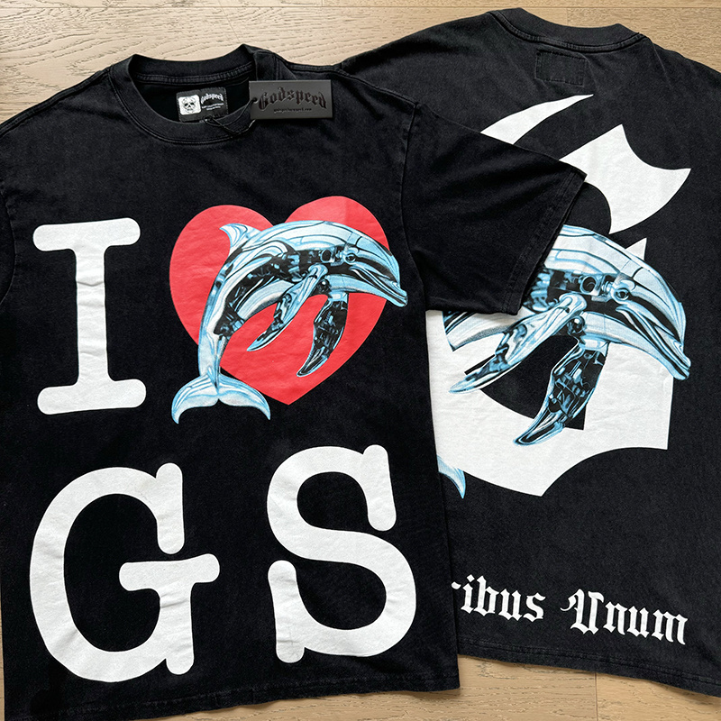 Godspeed Letter GS Print T-shirt #1112 Black