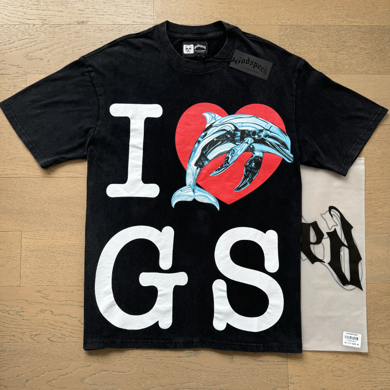 Godspeed Letter GS Print T-shirt #1112 Black