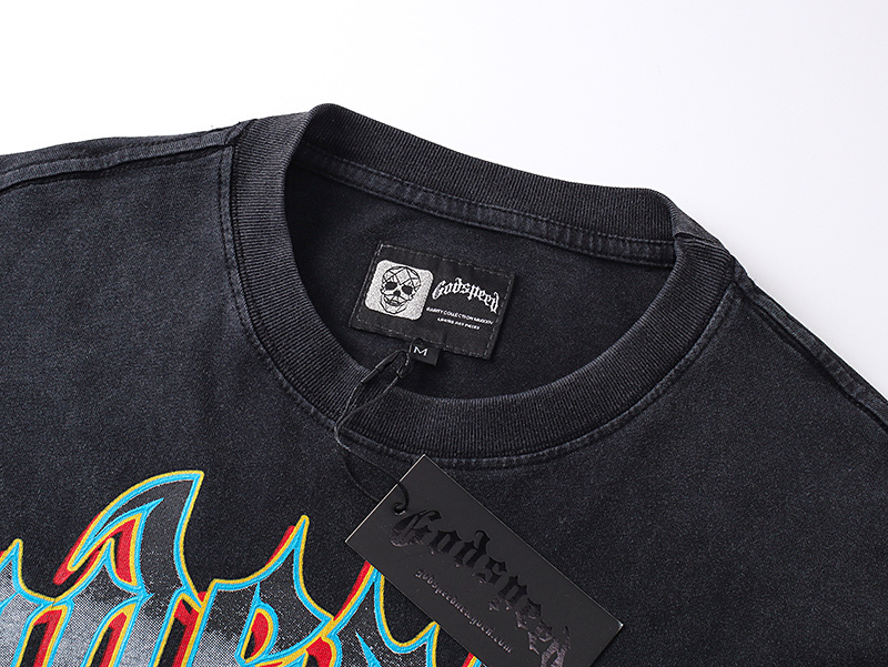 Godspeed Skeleton Racer Print Cotton T-Shirt #1165 Black