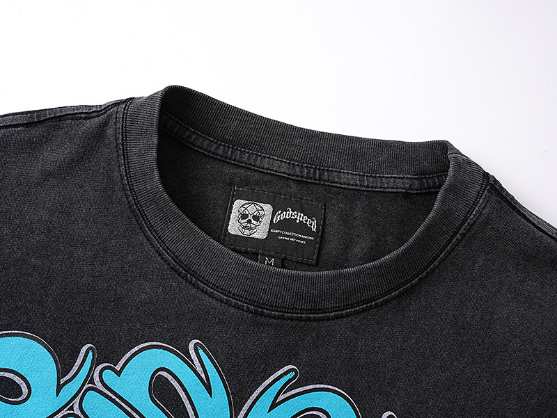 Godspeed Skull Beach Drink Cotton T-Shirt #1166 Black