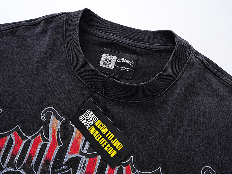 Godspeed Skull Boxer Print Cotton T-Shirt #1160 Black