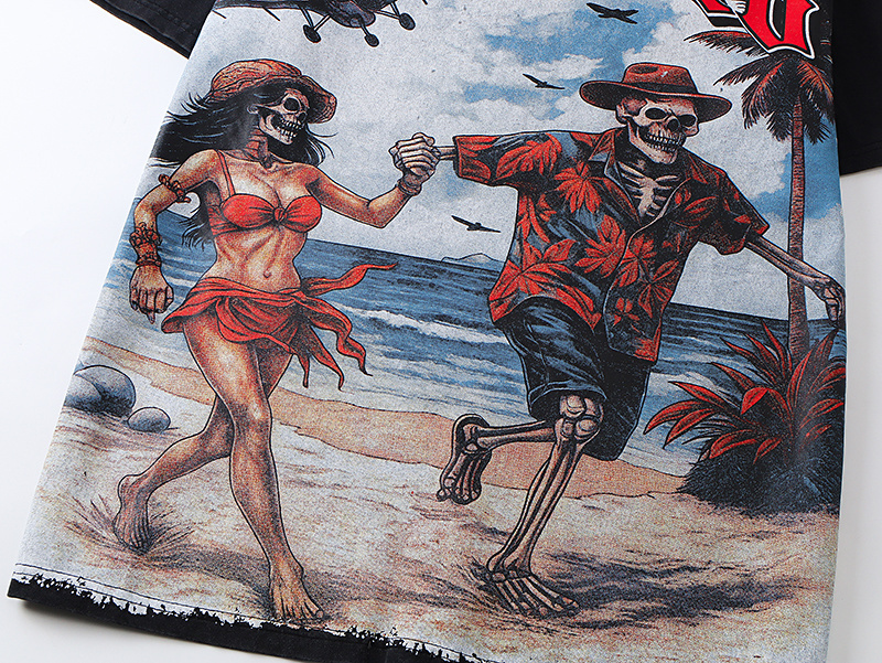 Godspeed Skull Couple Print T-shirt #1152 Black