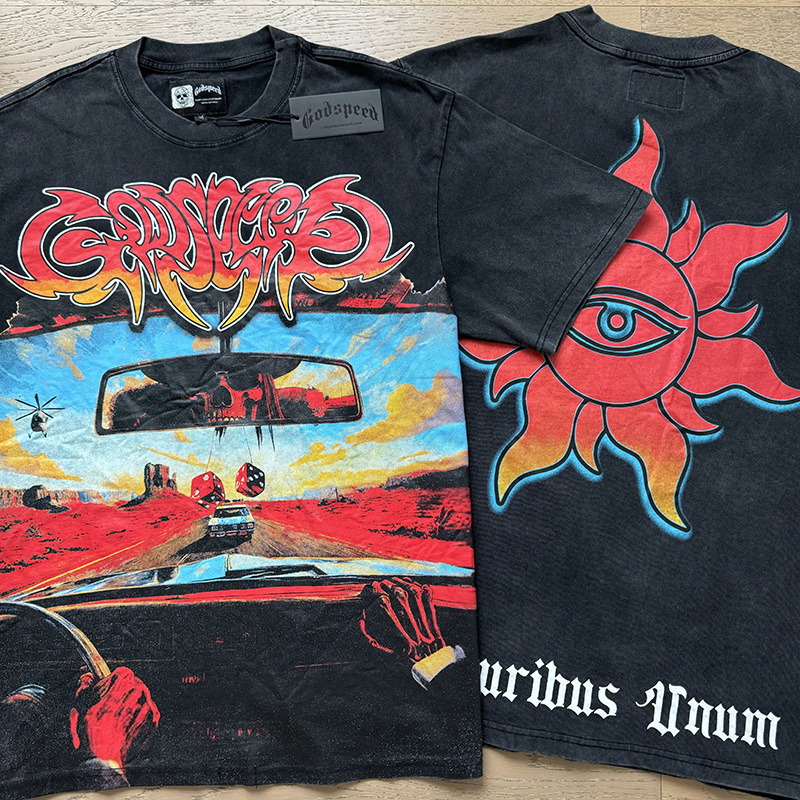 Godspeed Skull Driving Print T-Shirt #1137 Black