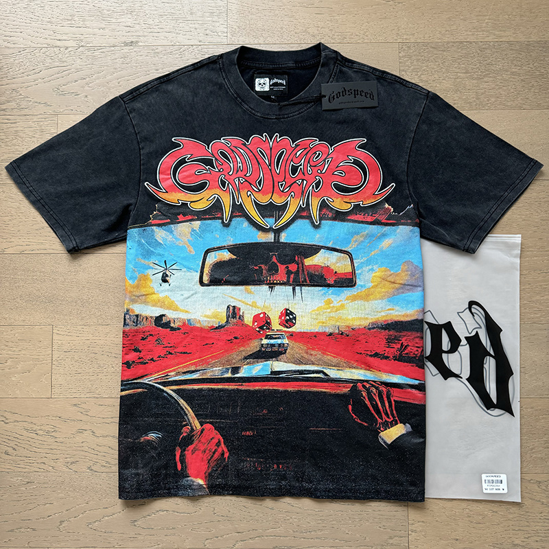 Godspeed Skull Driving Print T-Shirt #1137 Black