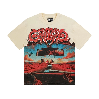 Godspeed Skull Driving Print T-Shirt #3137 Apricot 01