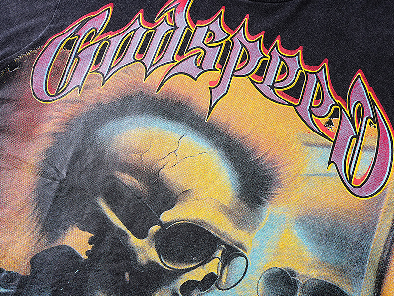 Godspeed Skull Green Bubble Print Cotton T-Shirt #1169 Black