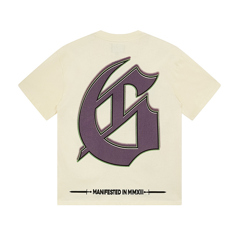 Godspeed Skull Green Bubble Print Cotton T-Shirt #3169 Apricot