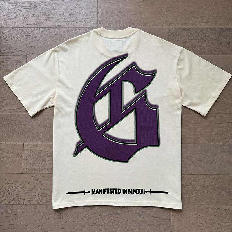 Godspeed Skull Green Bubble Print Cotton T-Shirt #3169 Apricot