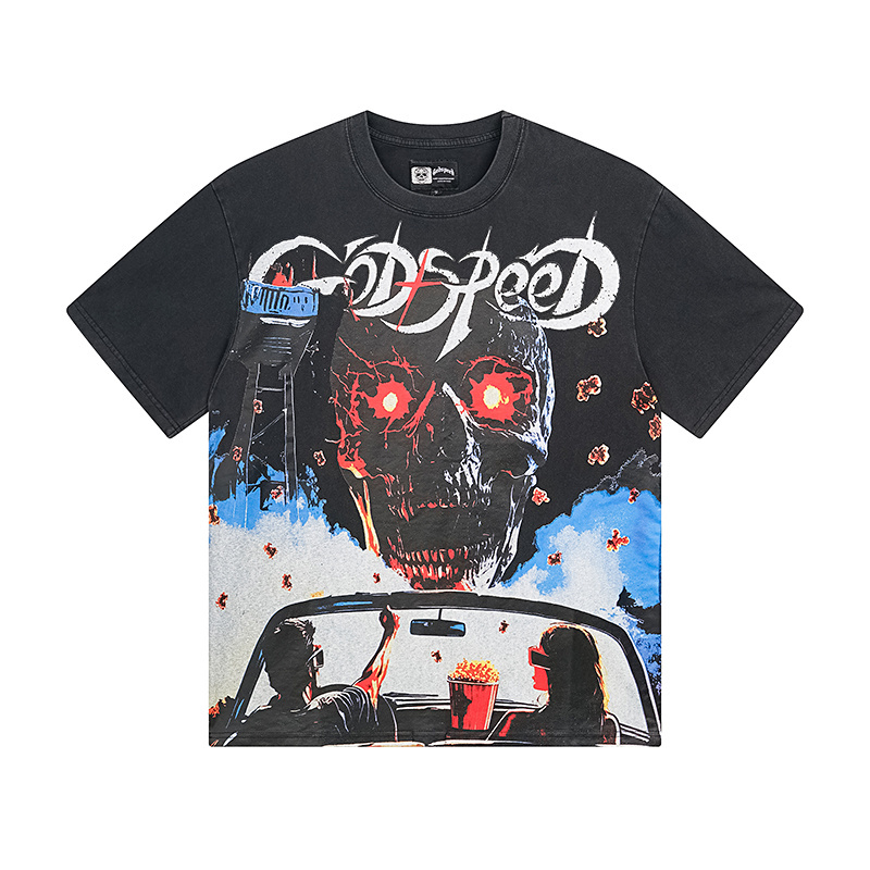 Godspeed Skull Print T-Shirt #1135 Black