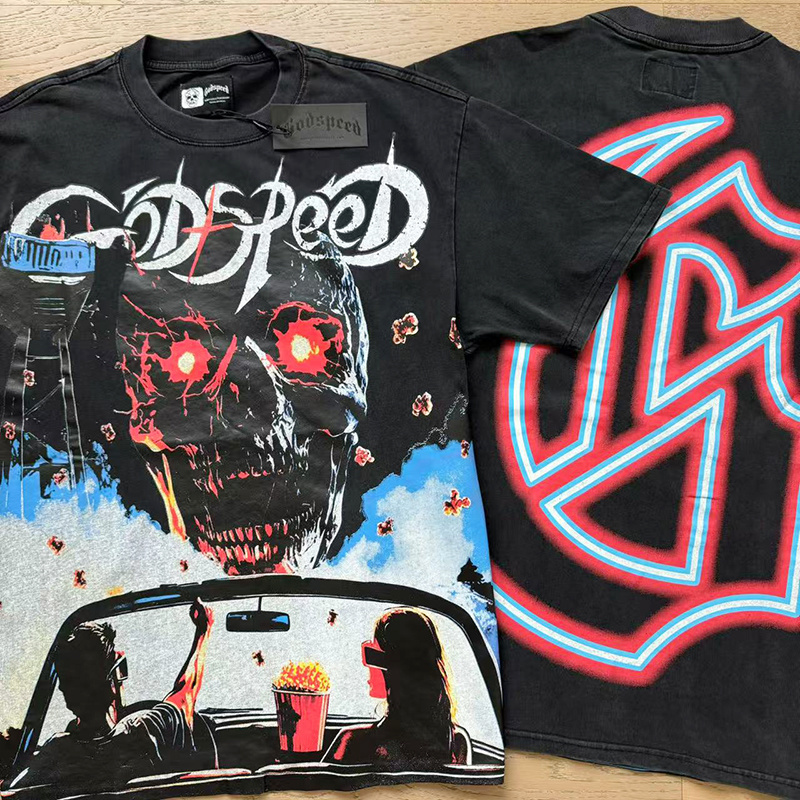 Godspeed Skull Print T-Shirt #1135 Black