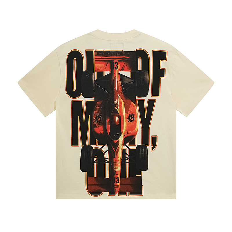 Godspeed Skull Racing Champion Print T-shirt #3131 Apricot