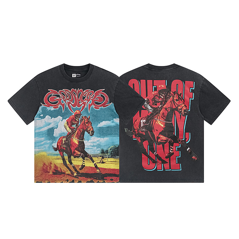 Godspeed Skull Rider Print Cotton T-Shirt #1161 Black