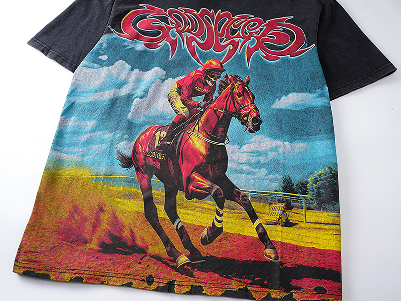 Godspeed Skull Rider Print Cotton T-Shirt #1161 Black