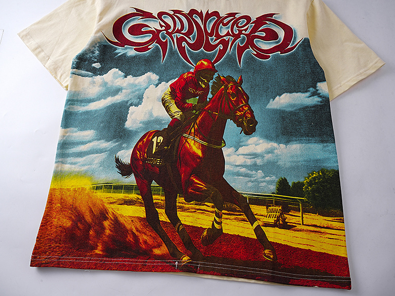 Godspeed Skull Rider Print Cotton T-Shirt #3161 Apricot