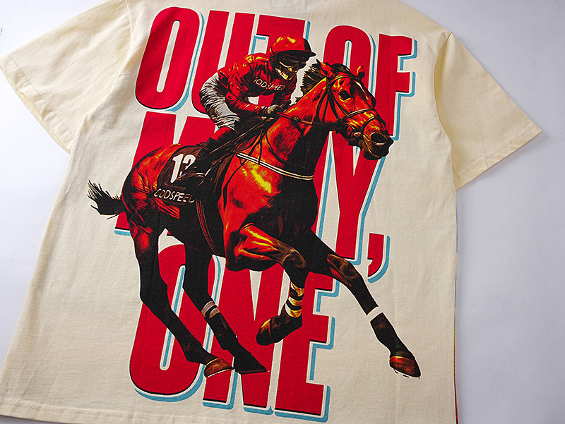 Godspeed Skull Rider Print Cotton T-Shirt #3161 Apricot