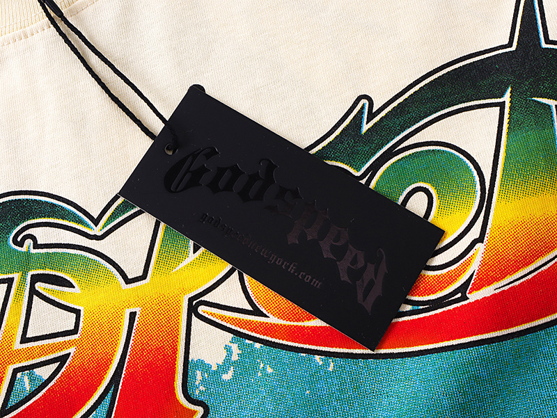 Godspeed Skull Surf Club Print Cotton T-Shirt #3117 Apricot