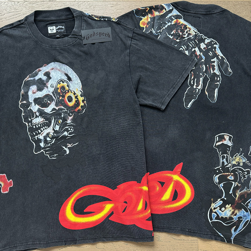 Godspeed Skull Suspended Print T-shirt #1132 Black