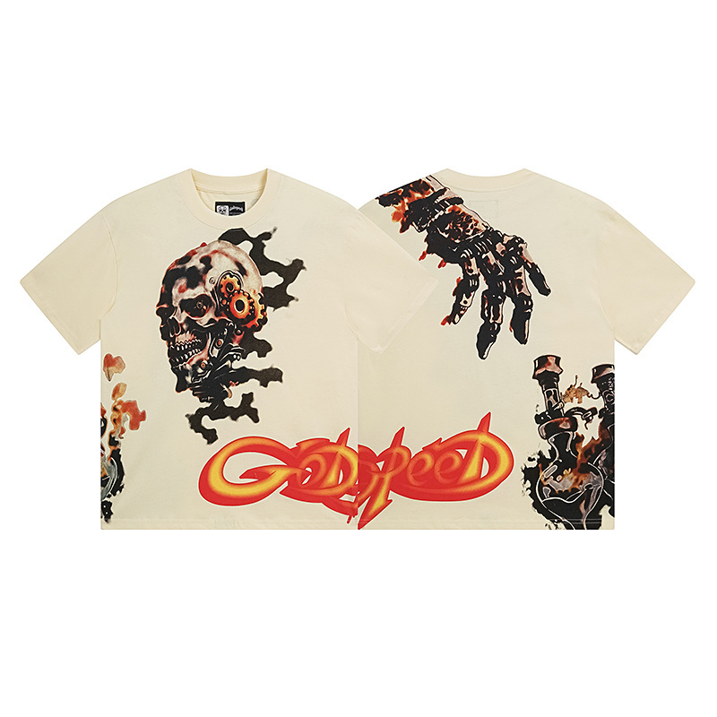 Godspeed Skull Suspended Print T-shirt #3132 Apricot