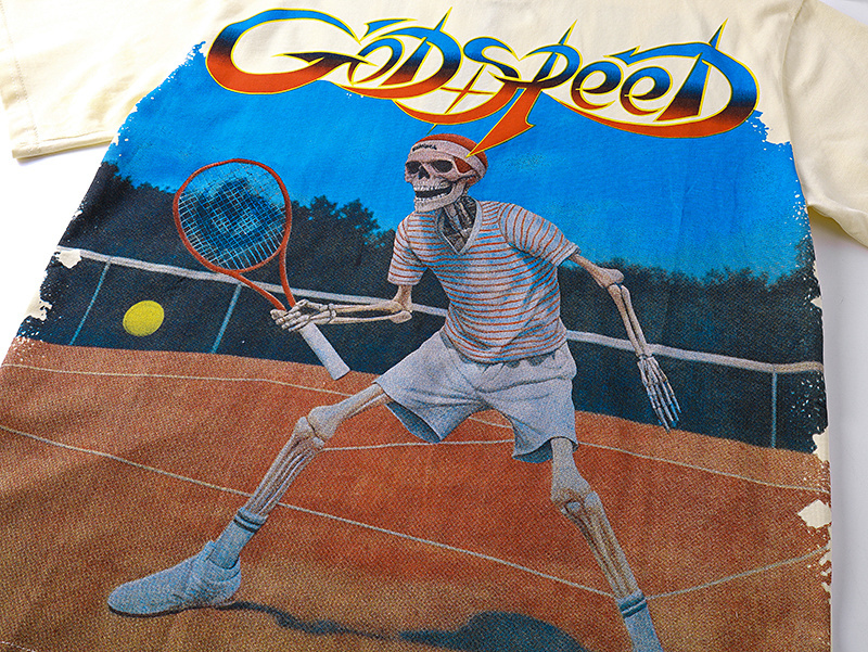 Godspeed Skull Tennis Print Cotton T-Shirt #3170 Apricot
