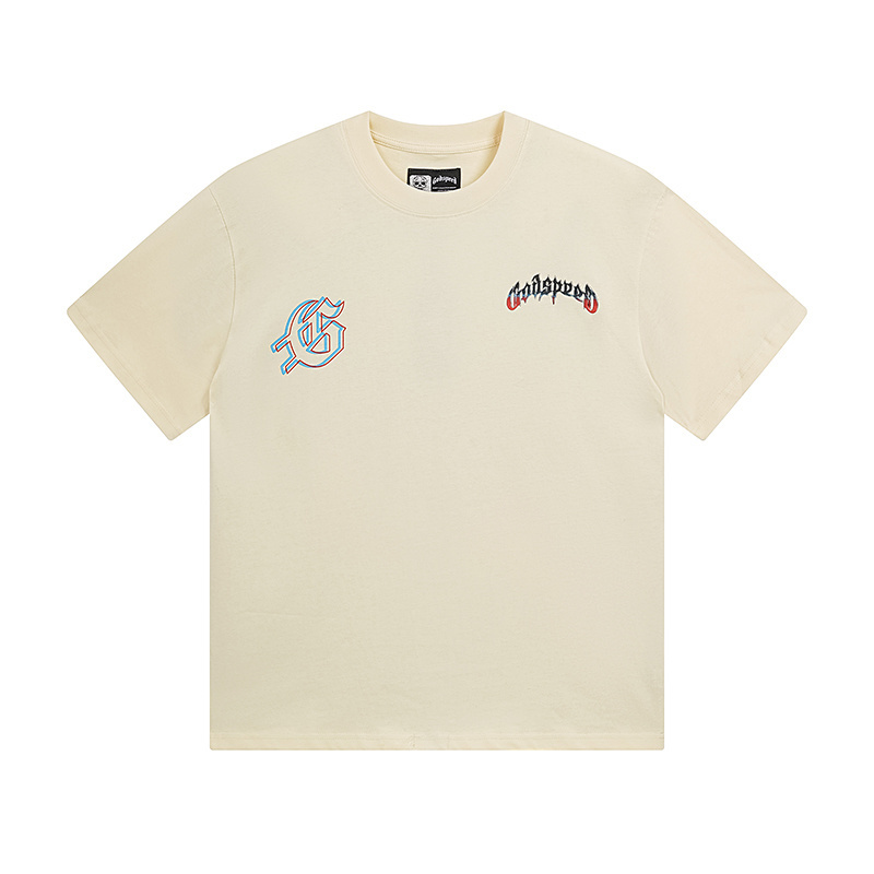 Godspeed Skull Volcano Eruption Print T-shirt #3138 Apricot