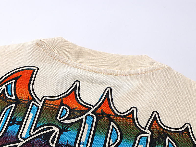 Godspeed Skull Volcano Eruption Print T-shirt #3138 Apricot