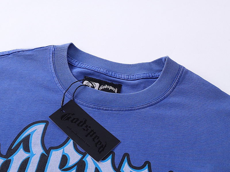 Godspeed Spacesuit Moon Print Cotton T-Shirt #1123 Blue