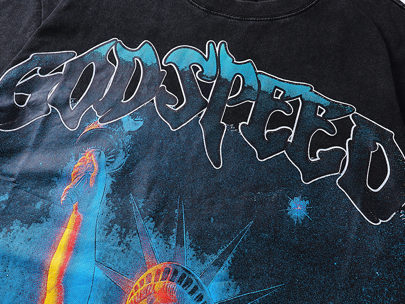 Godspeed Star Statue Liberty Print T-Shirt #1133 Black