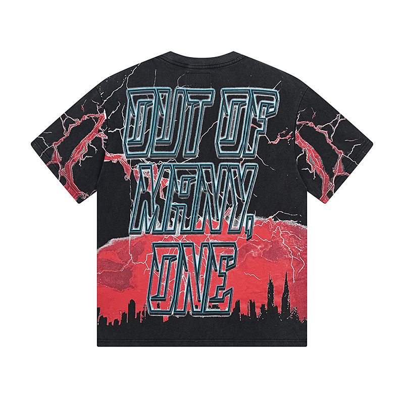 Godspeed Statue of Liberty Lightning Print T-Shirt #1139 Black Red