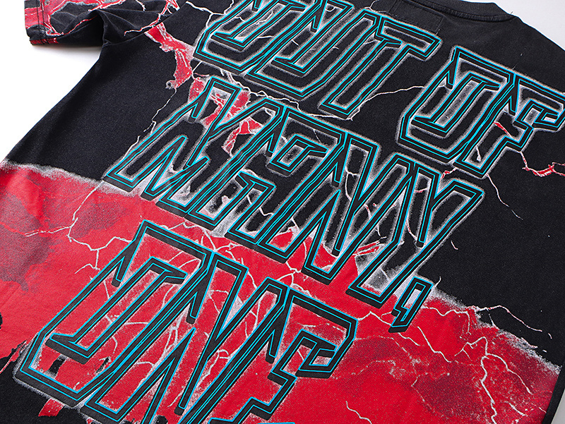 Godspeed Statue of Liberty Lightning Print T-Shirt #1139 Black Red